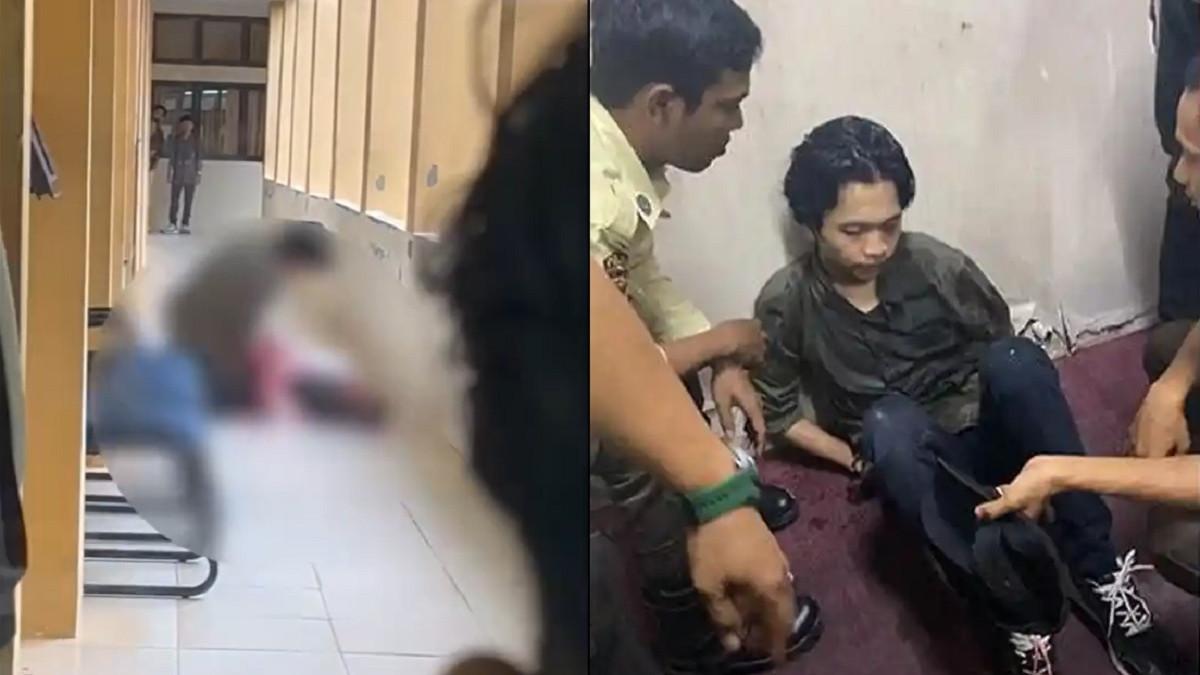 PELAKU PEMBACOKAN - Kolase potret pelaku pembacokan mahasiswi di UIN Riau. Motif gegara cintanya ditolak