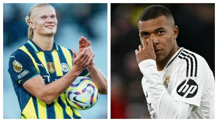 Adu tajam Erling Haaland (Manchester City) vs Kylian Mbappe (Real Madrid) di babak play-off 16 besar Liga Champions 2024/2025