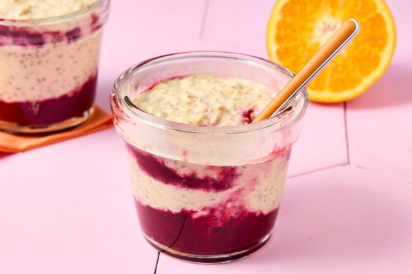 Recipe image of Cranberry-Orange Overnight Oats. Credit: Photographer: Robby Lozano, Food Stylist: Isabelle Easter, Prop Stylist: Keoshia McGhee