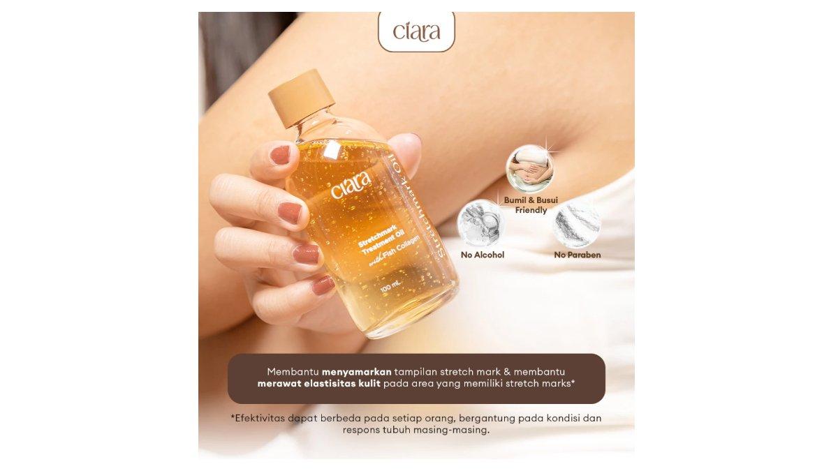 Ilustrasi kelebihan produk Ciara Stretchmarks Treatment Oil