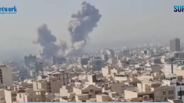 PERANG IRAN ISRAEL - Tangkap layar video serangan Israel ke Iran. Tak menunggu lama, Iran langsung membalas serangan tersebut dengan rudal.