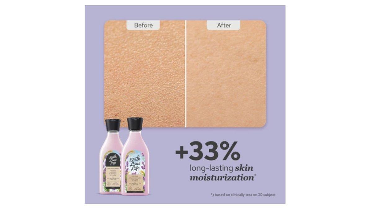 Ilustrasi Earth Love Life Spanish Lavender & Javanese Rice Milk Body Lotion yang melembapkan