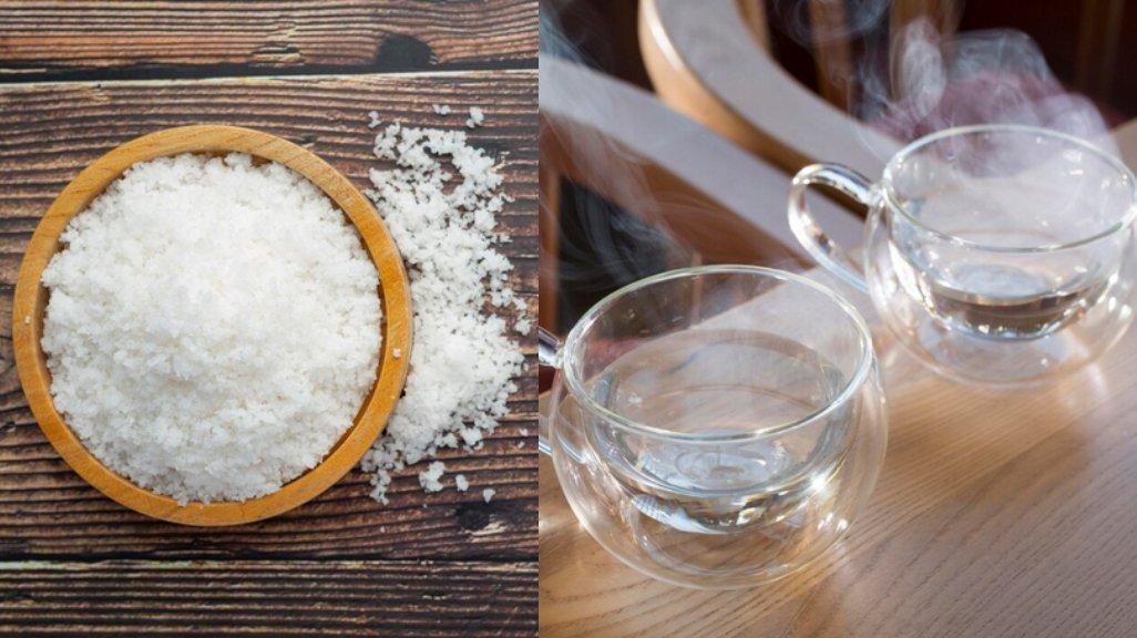 Ilustrasi garam dan air panas.