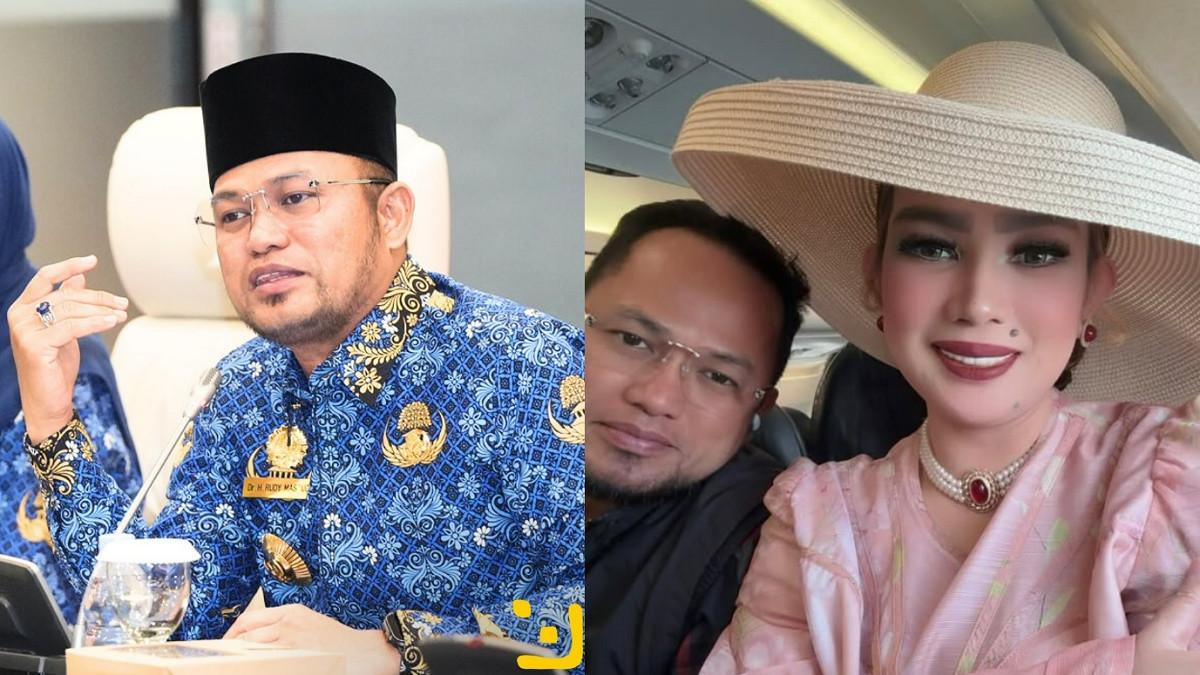 SOROTAN KE GUBERNUR KALTIM - Kolase potret Gubernur Kaltim Rudy Masud dan istrinya, Sarifah Suraidah