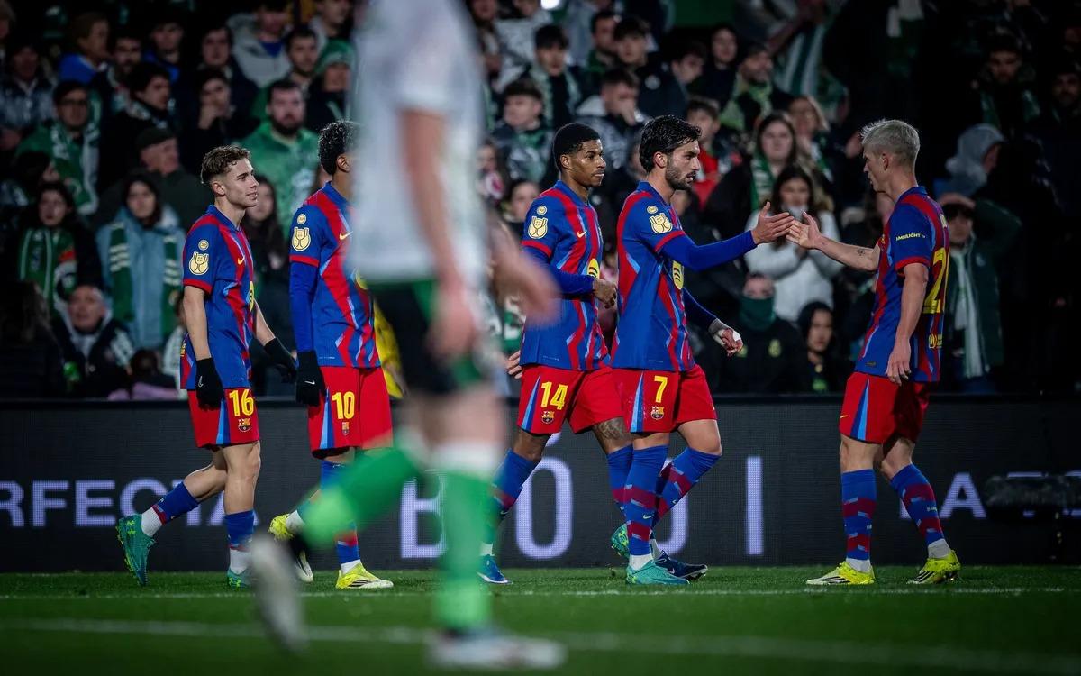 SELEBRASI BARCELONA - Pemain Barcelona merayakan gol ke gawang Real Racing Santander pada babak 16 besar Copa del Rey 2025/2026 di Estadio El Sardinero pada Jumat (16/1/2026). (Website Barcelona - 16/1/2026)