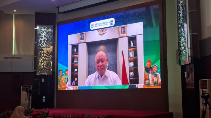 PEKERJA MBG - Kepala Badan Gizi Nasional (BGN), Dadan Hindayana, saat daring dalam kegiatan 'Tangkap Aspirasi Gapai Solusi' di kantor BPJS Kesehatan, Jakarta Pusat, Rabu (4/3/2026). Dadan mengusulkan agar seluruh pekerja dan penerima manfaat Program Makan Bergizi Gratis (MBG) mendapatkan perlindungan jaminan dari BPJS Kesehatan. 