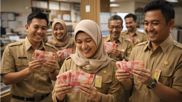 MENERIMA THR- Ilustrasi sejumlah ASN saat menerima THR tahun 2026. Menurut informasi, pengumuman THR dan penyaluran THR PNS 2026 dilakukan setelah pemerintah selesai menggelar rapat.