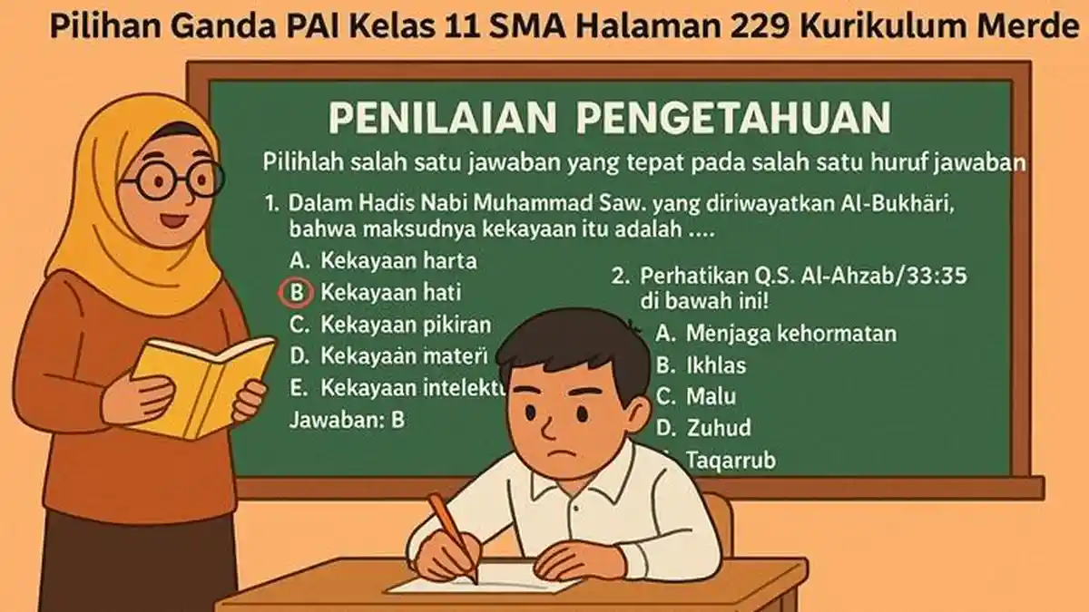 Latihan Soal PAI Kelas 11 SMA Halaman 229 Kurikulum Merdeka Lengkap Kunci Jawaban