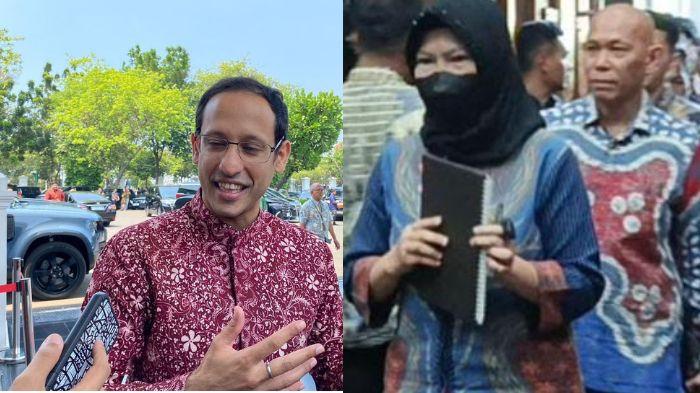 (kiri ke kanan) Menteri Pendidikan, Kebudayaan, Riset, dan Teknologi Nadiem Makarim di Kompleks Istana Kepresidenan, Jakarta Pusat, Jumat (18/10/2024).Sri Wahyuningsih dalam sidang di Pengadilan Tipikor pada Pengadilan Negeri Jakarta Pusat, Selasa (16/12/2025). (Shela Octavia)