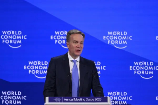 Ông Borge Brende phát biểu tại Diễn đàn Kinh tế Thế giới ở Davos, Thụy Sĩ ngày 20/1. Ảnh: AFP