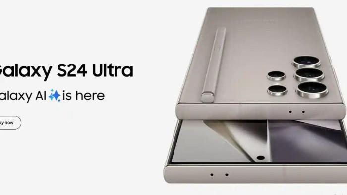 HARGA SAMSUNG SERIES- Tangkapan layar Samsung Galaxy S24 Ultra dibekali S Pen dilansir dari samsung.com, Selasa (23/12/2025). Berikut spesifikasi dan harga HP Samsung S24 Ultra hari ini.