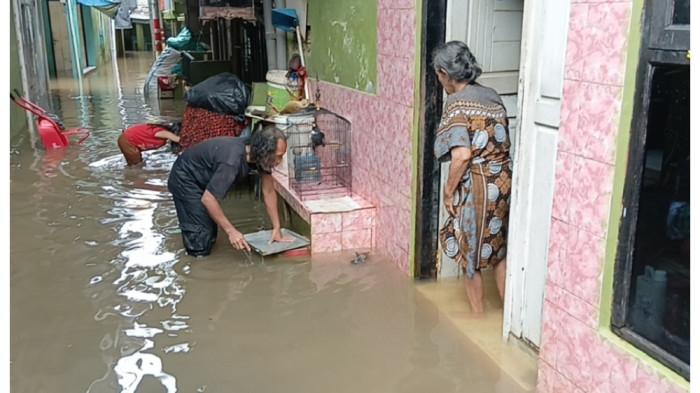 BANJIR KEBON PALA - Permukiman warga di kawasan Kebon Pala, RW 04 dan RW 05, Kampung Melayu, Jatinegara, Jakarta Timur, Minggu (8/3/2026). TRIBUNJAKARTA.COM/BIMA PUTRA