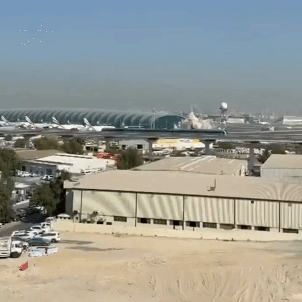 Footage of Iranian drone attack on Dubai International Airport on Saturday.