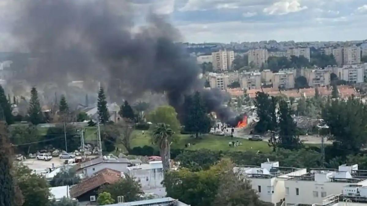 ISRAEL AMERIKA VS IRAN - Lokasi serangan rudal Iran yang menyasar kota Beit Shemesh, Barat Yerusalem, Minggu (1/3/2026).