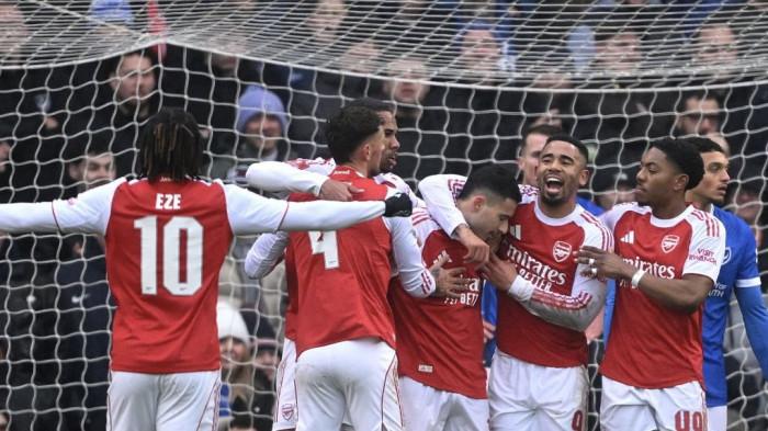 Selebrasi kemenangan Arsenal dengan skor 1-4 atas Portsmouth di ronde ketiga Piala FA, Minggu (11/1/2026).
