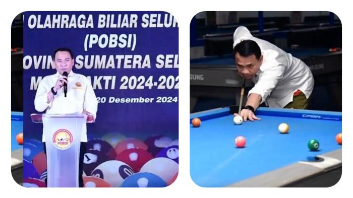 PENGADAAN MEJA BILIAR - Kolase foto Ketua DPRD Sumsel, Andie Dinialdie yang juga Ketua POBSI Sumsel.  Ketua DPRD Sumatera Selatan (Sumsel) Andie Dinialdie memberikan penjelasan, terkait sedang ramainya usulan pengadaan dua meja biliar untuk rumah dinas (rumdin) dua pimpinan DPRD Sumsel.