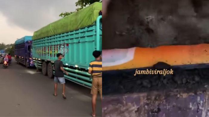 TANGKAP BASAH - Truk tronton kedapatan bawa batu bara siang hari di Panerokan Batang Hari. Pada Minggu (8/3/2026), warga Panerokan KM 45 melakukan aksi nekat dengan menghentikan paksa dua unit truk tronton bermuatan batu bara yang nekat melintas di siang hari.