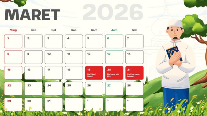 KALENDER 2026 - Foto ilustrasi untuk artikel penanggalan jawa Maret 2026.