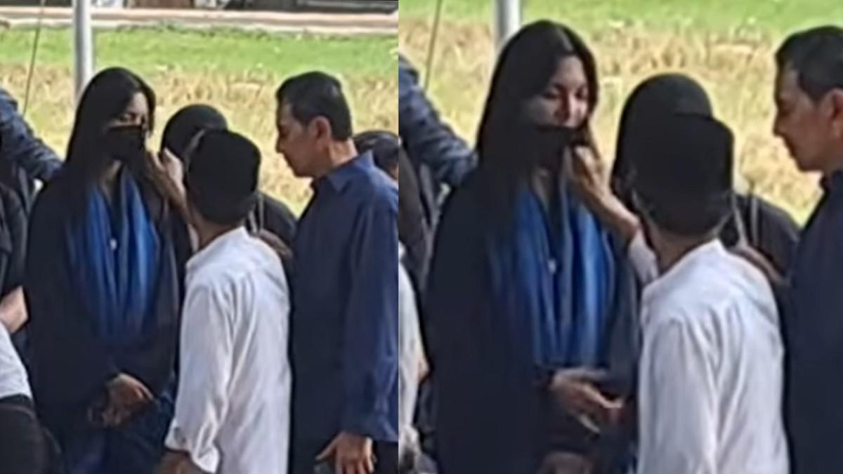 VIDI ALDIANO MENINGGAL - Kolase potret Sheila Dara di pemakaman Vidi Aldiano, maskernya viral ditarik seorang kakek