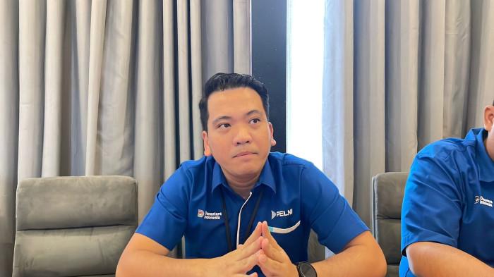 Kepala Cabang PT Pelni Palu, Christian Moreys Nainggolan, saat menghadiri konferensi pers kesiapan arus mudik lebaran di Jl Sutoyo, Kelurahan Besusu Tengah, Kecamatan Palu Timur, Kota Palu, Selasa (10/3/2026).
