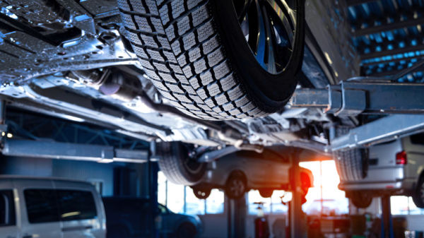 Cars inside an auto shop
