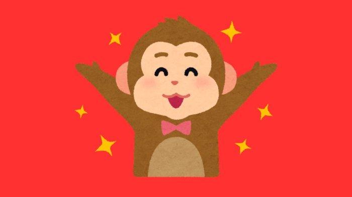 ILUSTRASI SHIO MONYET - Lambang Shio Monyet yang dibuat di Canva pada Kamis (5/6/2025).