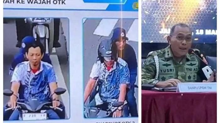 TEROR AIR KERAS - (Kolase foto) - (foto kiri) Wajah dua terduga pelaku penyiraman air keras ke Wakil Koordinator KontraS, Andrie Yunus yang diungkap Polda Metro Jaya dalam konferensi pers, Kamis (18/3/2026) dan (foto kanan) Komandan Pusat Polisi Militer (Danpuspom) TNI Mayjen Yusri Nuryanto saat konferensi pers terkait kasus penyiraman air keras Wakil Koordinator KontraS Andrie Yunus di Markas Besar TNI Cilangkap Jakarta pada Rabu (18/3/2026).