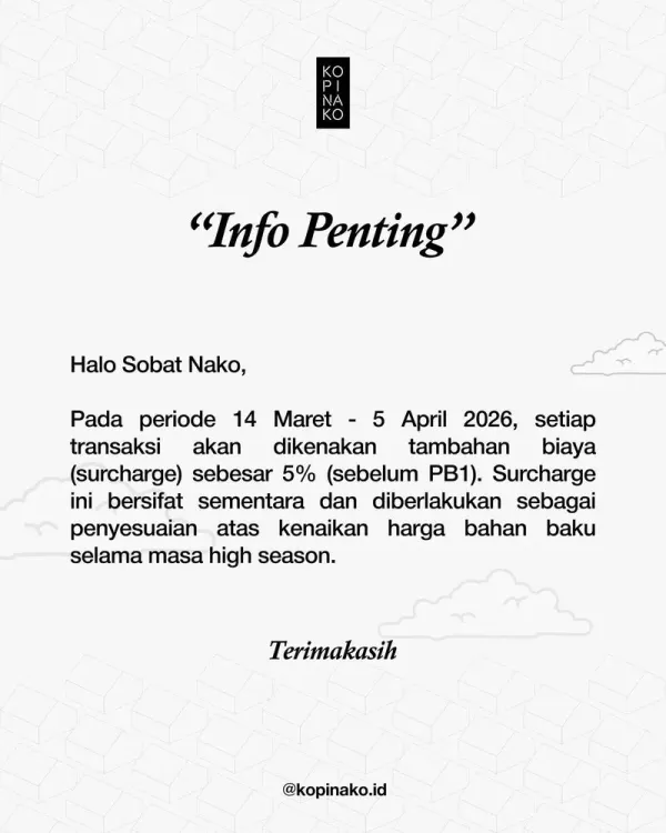 Viral Kedai Kopi Nako Tagih Biaya 'Lebaran' ke Pelanggan, Ini Klarifikasinya