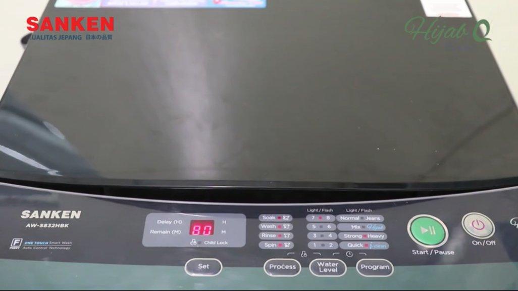 Sanken Mesin Cuci 1 Tabung AW-S832HBK Top Loading 8Kg Hijab Series