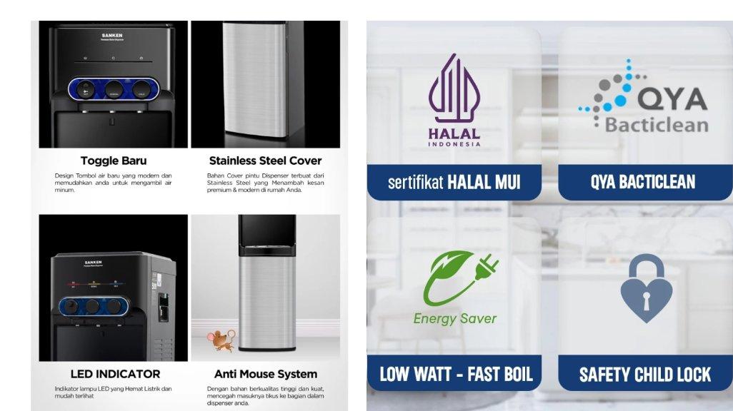 Sanken Dispenser Galon Bawah HWD-C533IC Dispenser Bottom Loading