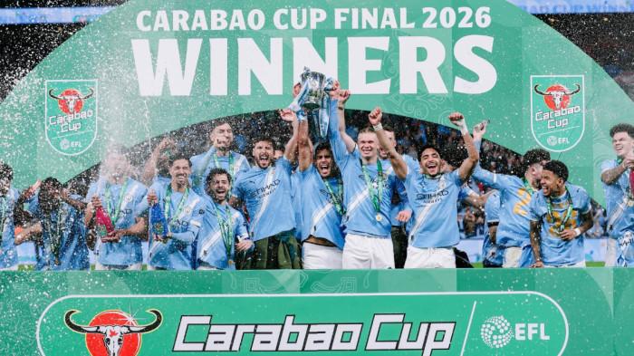JUARA CARABAO CUP - Perayaan Manchester City juara Carabao Cup 2025/2026.