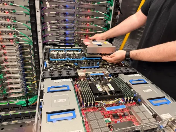 AWS Austin chip lab tour, sled with components