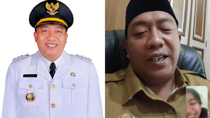 VIDEO CALL VIRAL - (Kiri) Bupati Situbondo, Jawa Timur, Yusuf Rio Wahyu Prayogo dan (Kanan) Tangkap layar video viral Bupati Situbondo video call dengan wanita LC untuk tawari pekerjaan.