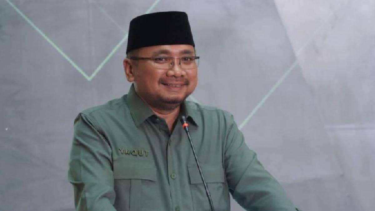 MANTAN MENAG YAQUT - Yaqut Cholil Qoumas saat masih menjadi menteri agama, membuka acara Gebyar Expo Kemandirian Pesantren di Trans Mal Bandung, Jawa Barat, Kamis (10/10/2024).