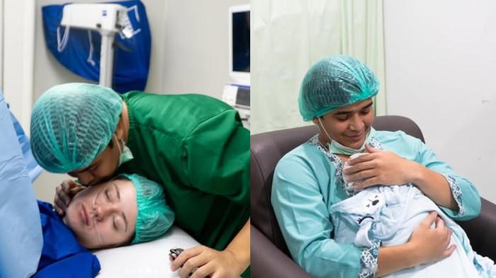 JADI AYAH - Kolase Billy Syahputra, Vika Kolesnaya dan putra pertama mereka dicapture Jumat (3/10/2025).