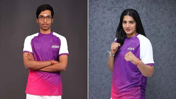 R Praggnanandhaa and Nupur Sheoran in the Garv Hai Jersey