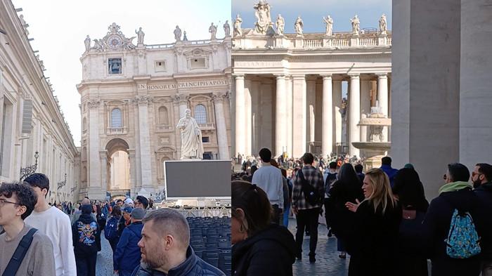 Antrean panjang peziarah dari berbagai negara mengular di Santo Petrus