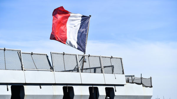 French flag on naval vessel