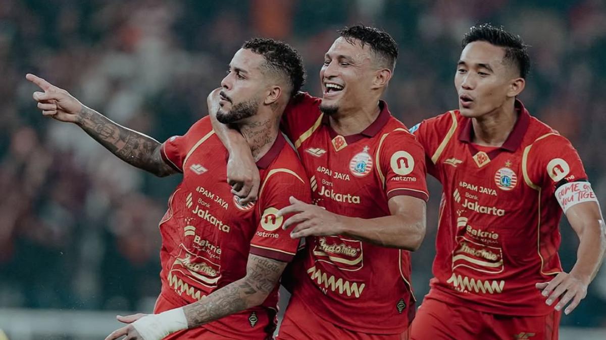 RUMOR TRANSFER PERSIJA JAKARTA - Potret selebrasi gol pemain Persija Jakarta di laga kontra Madura United di Stadion Gelora Bung Karno, Senayan, Jakarta.