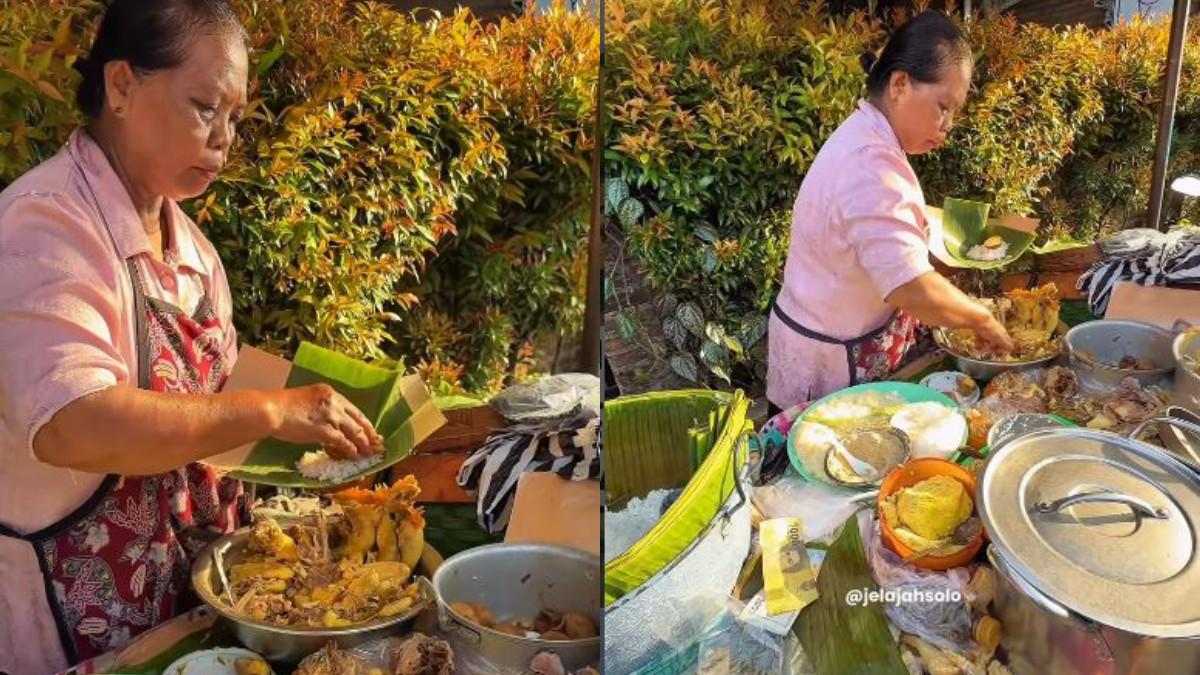 Lapak nasi liwet sederhana yang berada di kawasan Gilingan, Solo belakangan ini ramai diperbincangkan karena selalu dipadati pembeli setiap pagi.