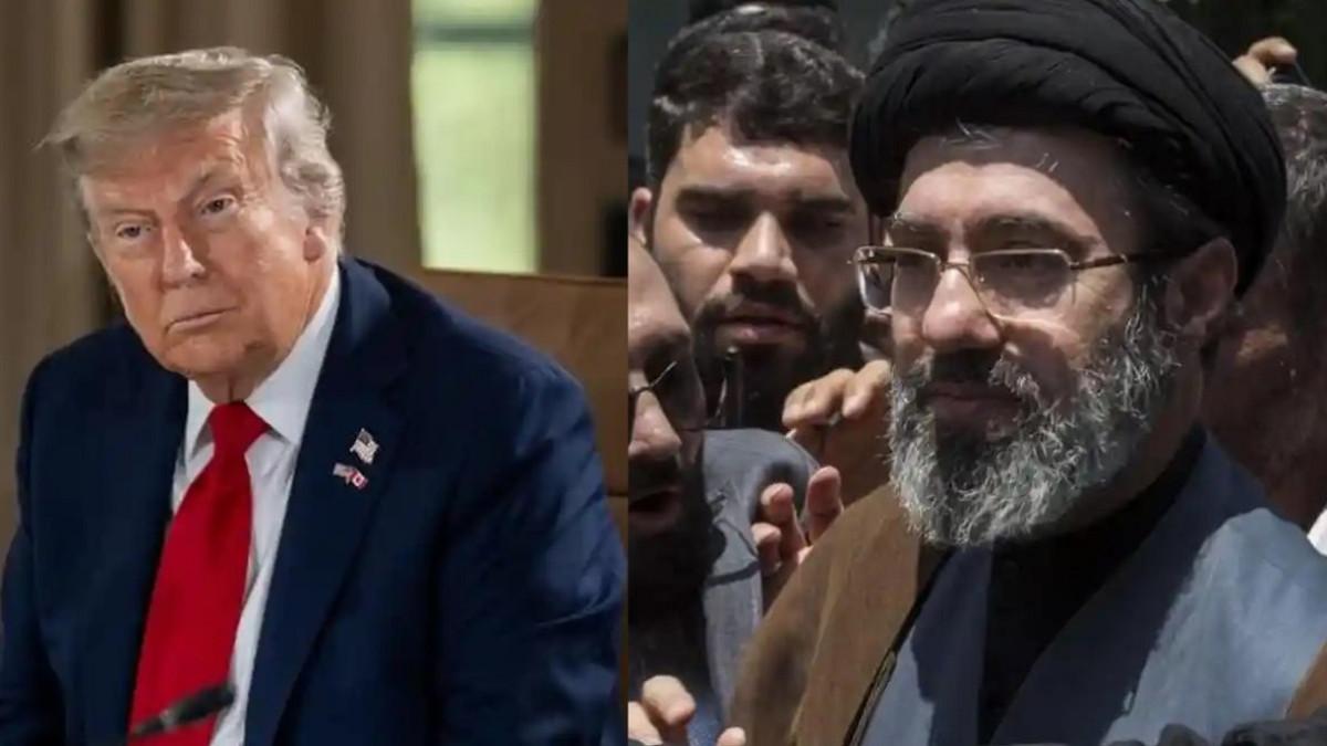 PERANG IRAN - Kolase potret Donald Trump dan Motjaba Khamenei. Iran bantah klaim Amerika adanya negosiasi