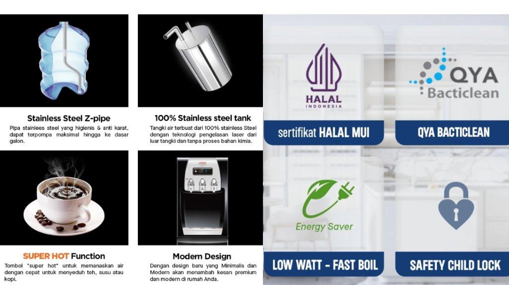 Sanken Dispenser Galon Bawah HWD-C505M Dispenser Bottom Kompresor