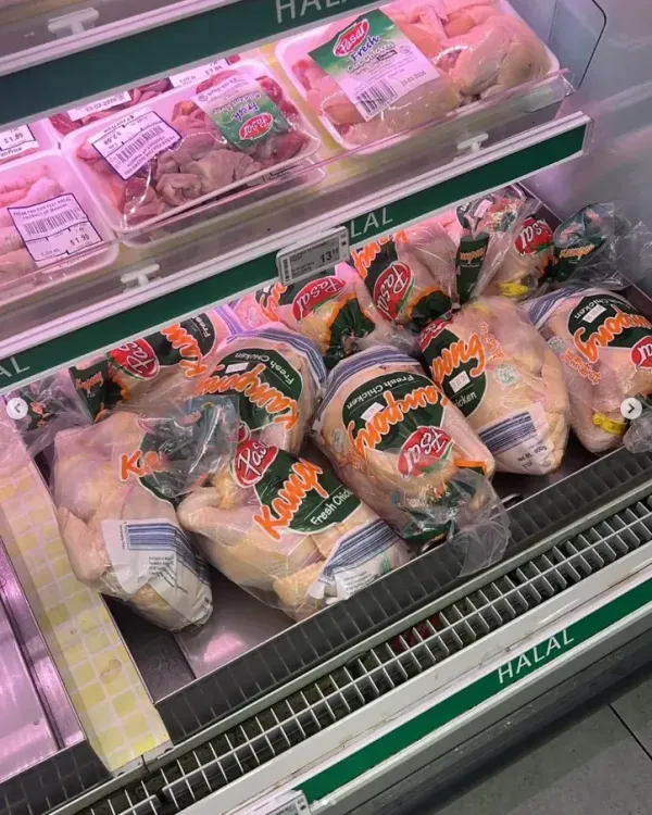 Supermarket Olah Daging Ayam Halal di Area Daging Babi