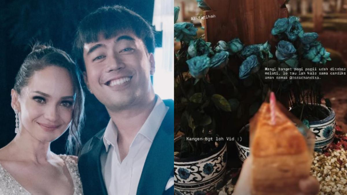 PERINGATAN HARI LAHIR - Enzy Storia berziarah di momen peringatan hari lahir Vidi Aldiano. Ia tampak membawa sepotong kue ke makam.