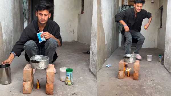 Viral Video: Man made tea on pomegranate bomb, you will definitely be shocked to see the jugaad