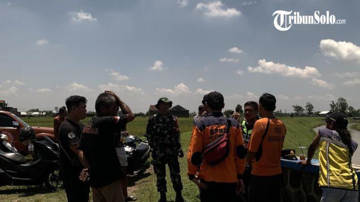 PENCARIAN - Proses pencarian bocah hilang. Seorang bocah berusia 8 tahun, Faiz Khourun Nizam, dilaporkan hilang pada Minggu (29/3/2026) dini hari dan diduga tenggelam di Sungai DAM Colo, Desa Nangsri, Karanganyar.