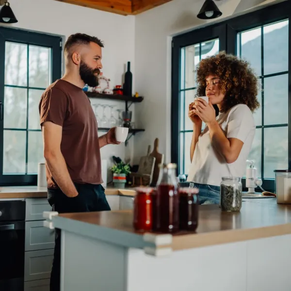 couple drinking coffee kitchen have a lower risk of developing cardiovascular disease