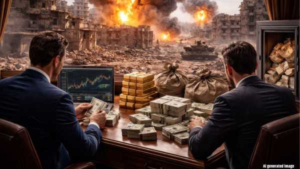 Bombs raining in the Middle East, bankers filling safes here, what is this game of money going on amidst the devastation?