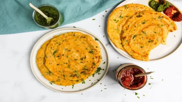 Masoor dal cheela served in two plates