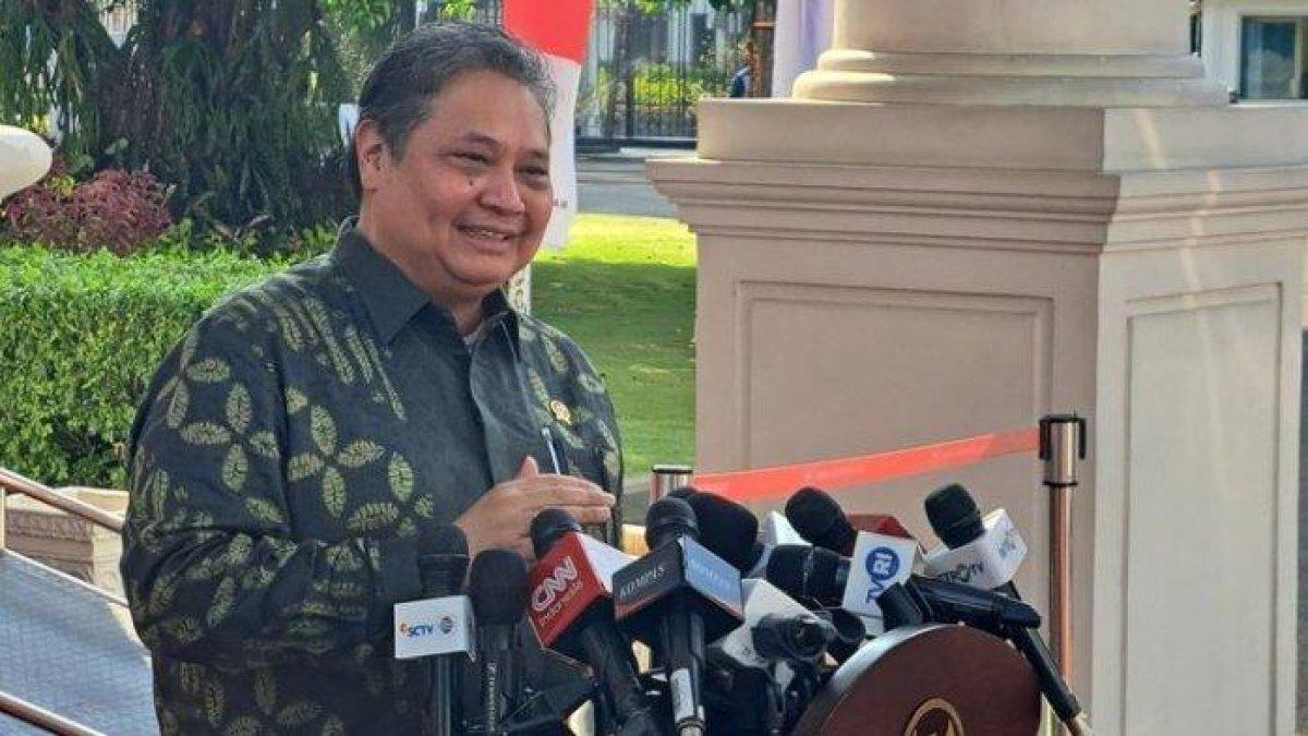 Menteri Koordinator Bidang Perekonomian sekaligus Ketua Umum Partai Golkar Airlangga Hartarto di Kompleks Istana Kepresidenan, Jakarta, Senin (17/7/2023).